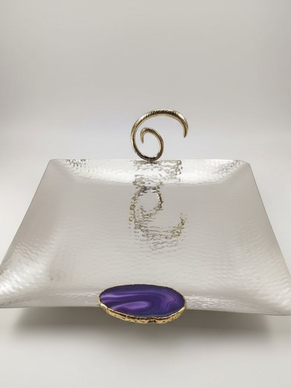 Rectangle stainless steel and Agate Serving Tray